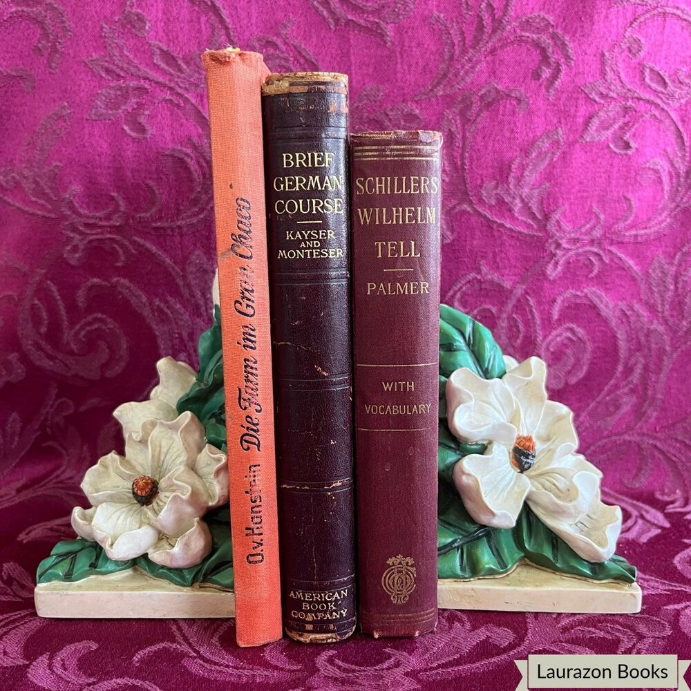 Antique & Vintage German Book Lot: Wilhelm Tell, Brief German Course & Die Farm